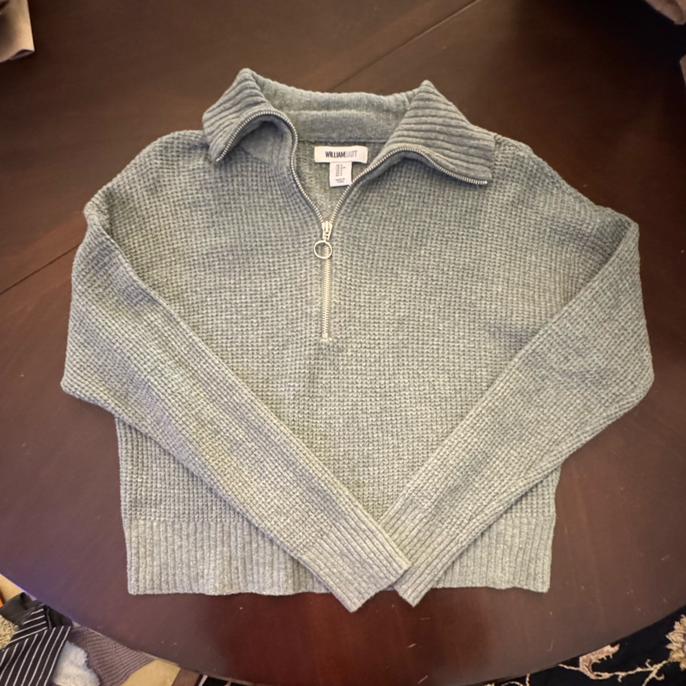 William Rast Light Green Zip-Up Sweater